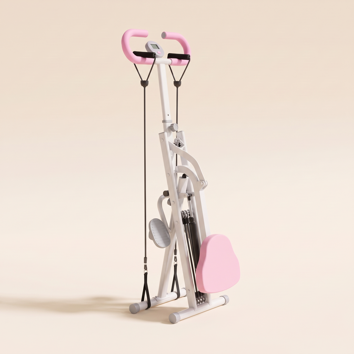 Foldable squat machine folded for compact storage
