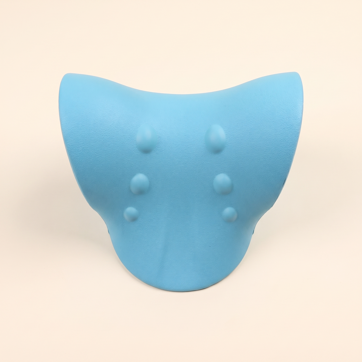 Top view of the blue C shaped cervical pillow