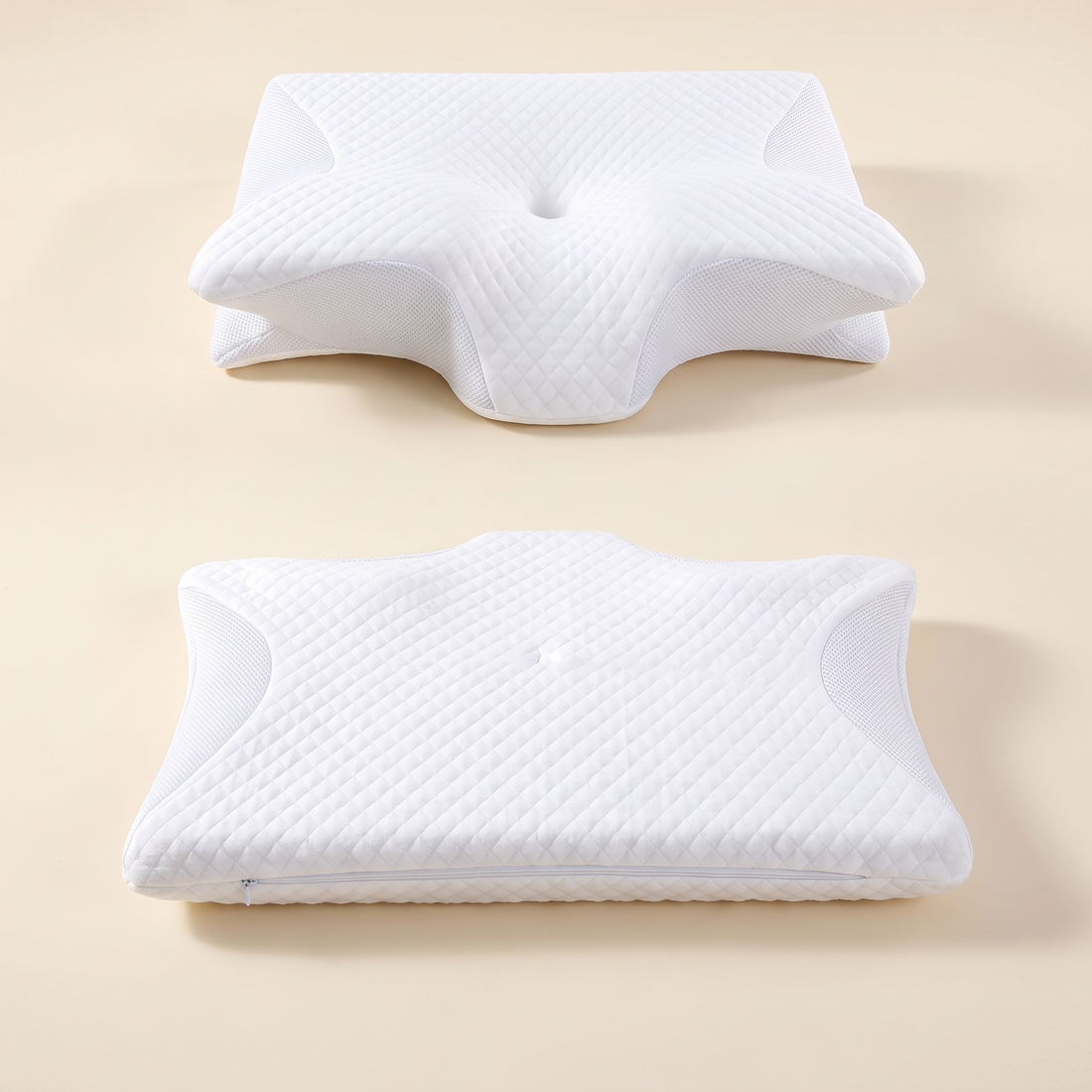 White cooling contour pillowcase with gray mesh sides, pillowcase only