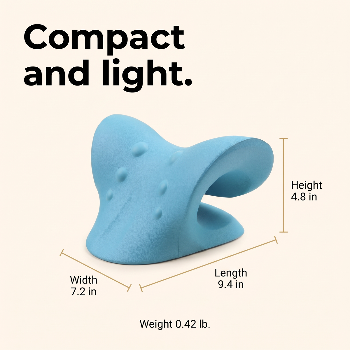 C shaped neck pillow dimensions: 9.4 inches long, 7.2 inches wide, 4.8 inches high, 0.42 pounds