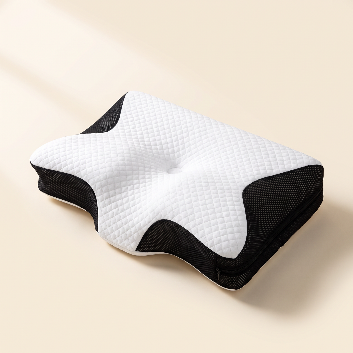 White cooling contour pillowcase with black mesh sides, pillowcase only