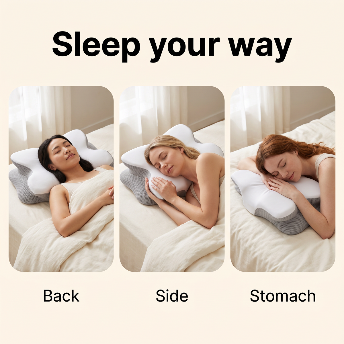 Sleep your way with the Ultra pillow: back, side and stomach sleeping