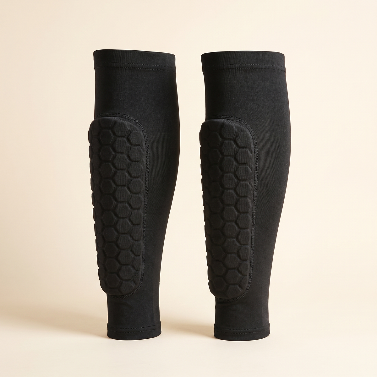 Honeycomb Padded Shin Guard Sleeves Black pair