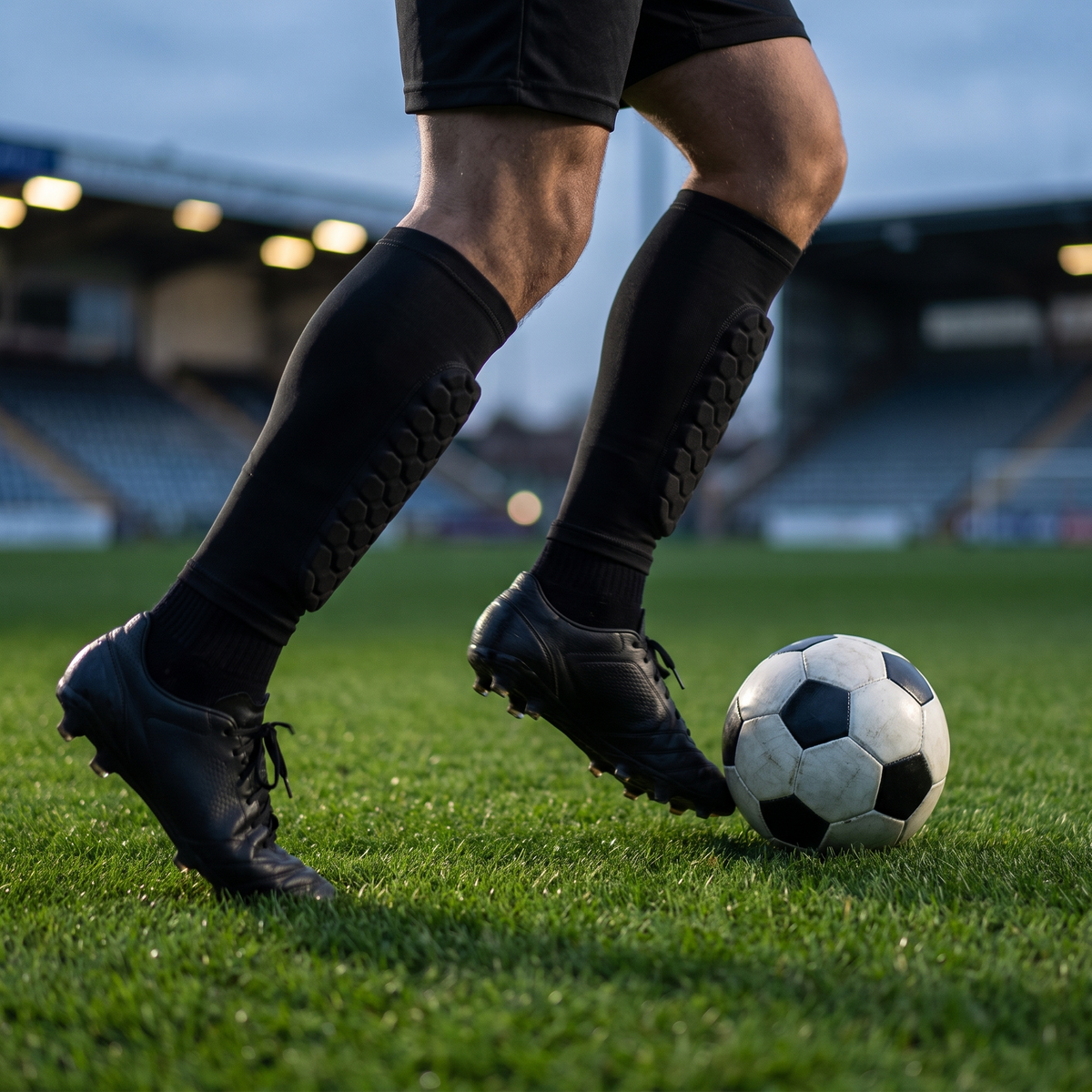 Honeycomb Padded Shin Guard Sleeves in use