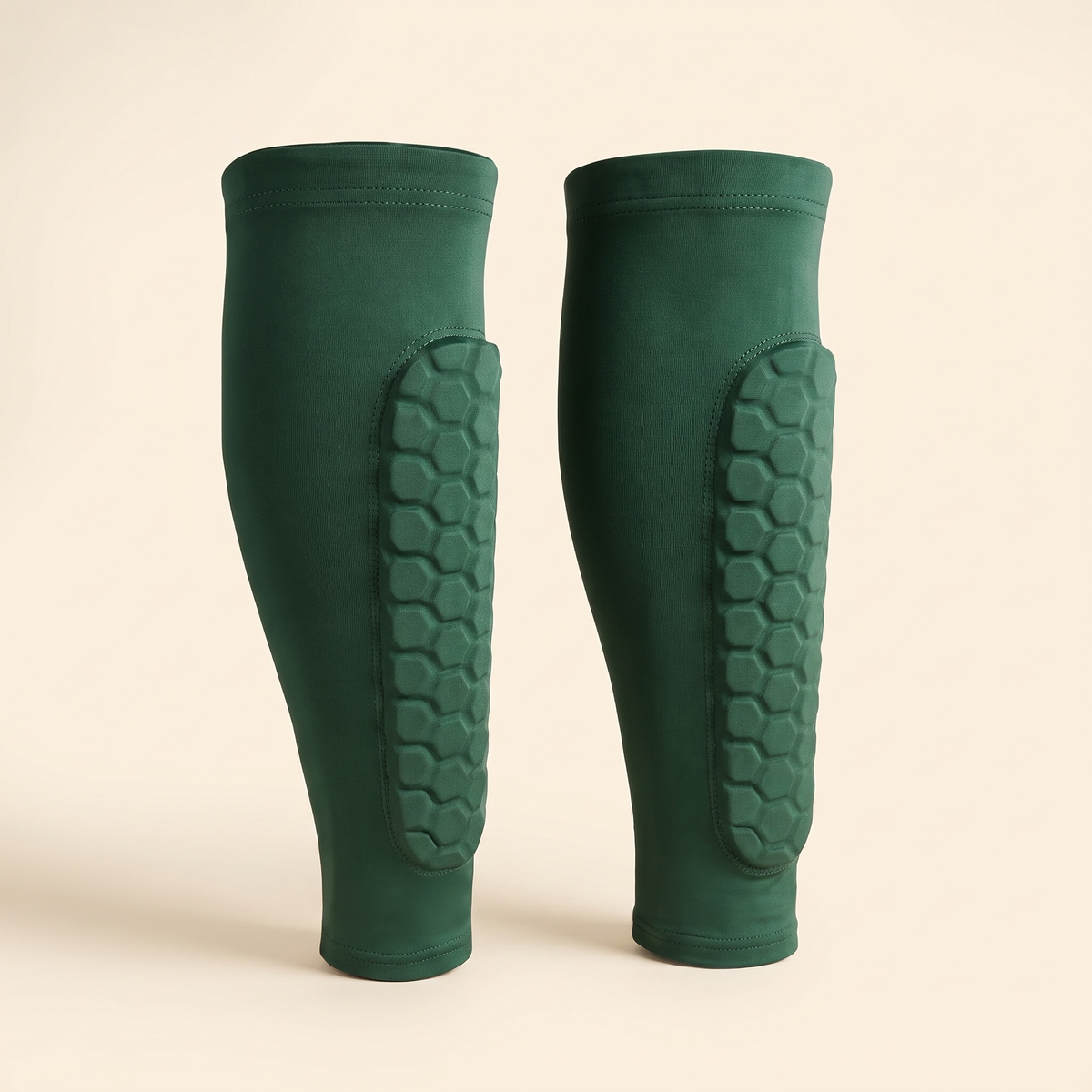 Honeycomb Padded Shin Guard Sleeves Green 2 Pcs