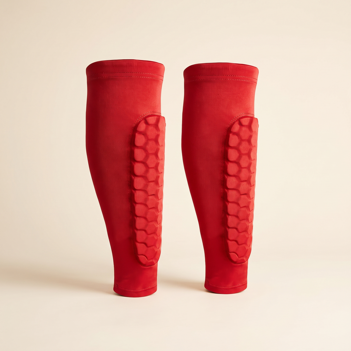 Honeycomb Padded Shin Guard Sleeves Red 2 Pcs