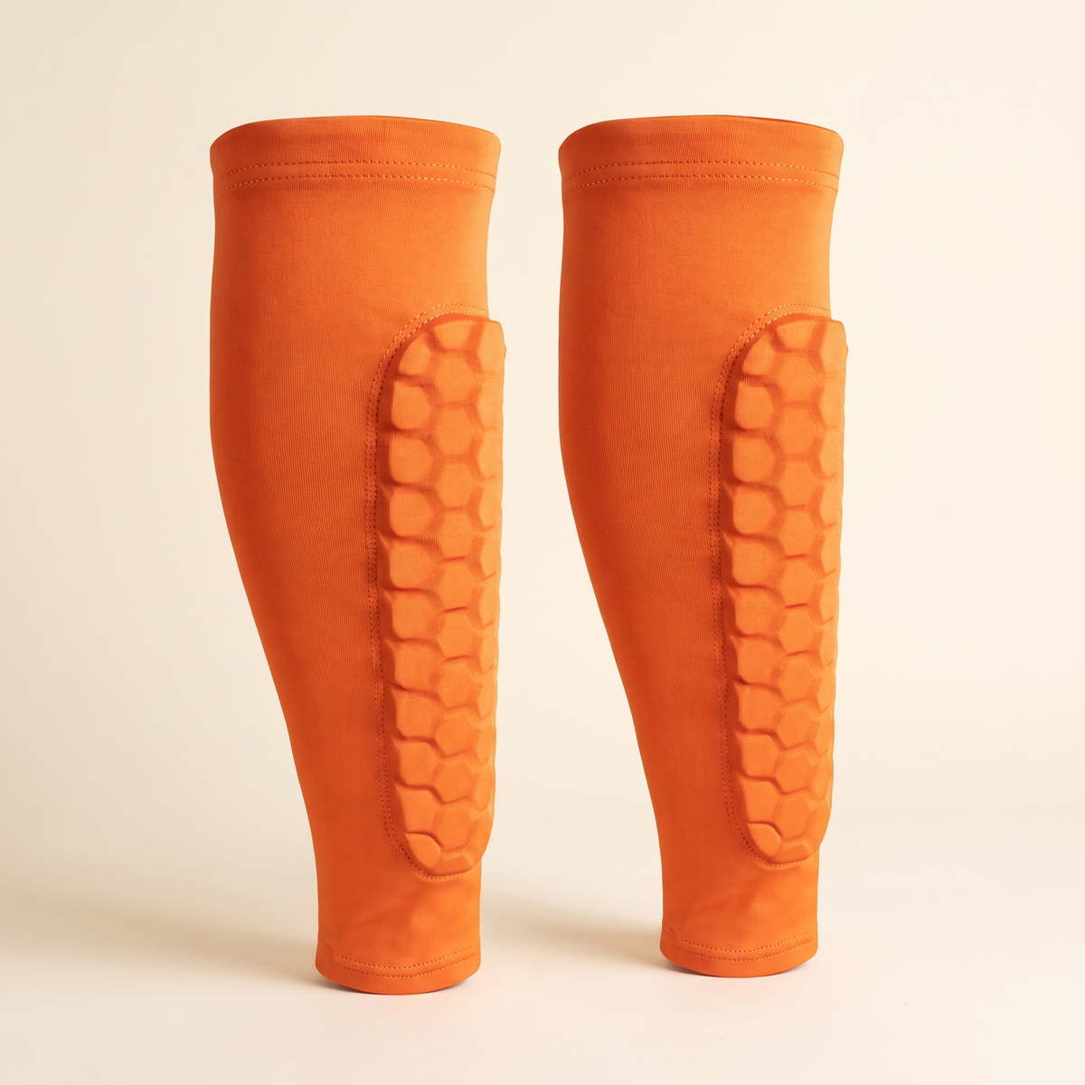 Honeycomb Padded Shin Guard Sleeves Orange 2 Pcs