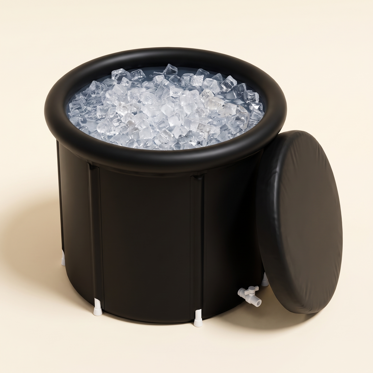 Portable Inflatable Ice Bath Tub open with ice