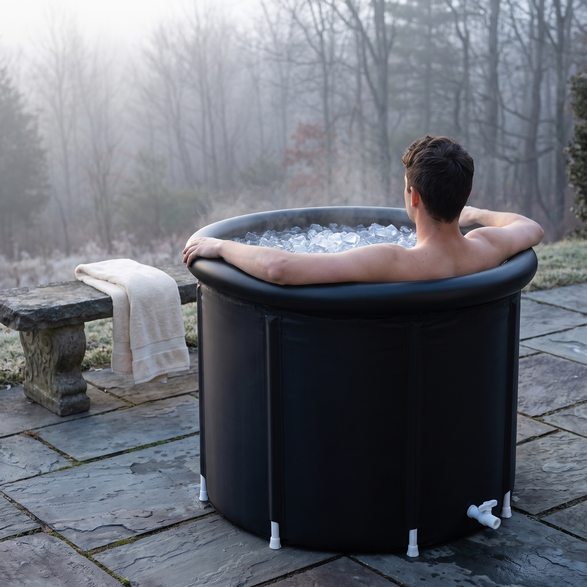 Portable Inflatable Ice Bath Tub in use outdoors
